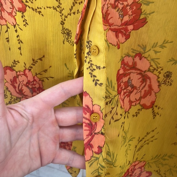Lumiere Floral Button Up Mustard Shirt - Picture 11 of 13